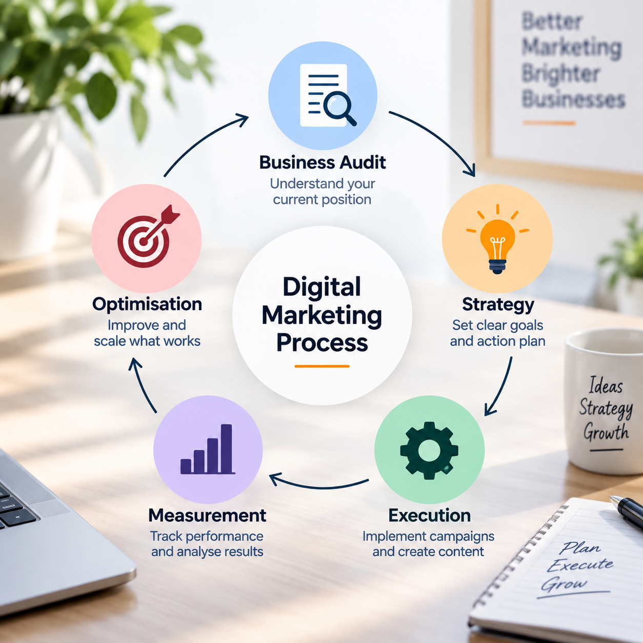 Digital marketing agency process from business audit to strategy execution measurement and optimisation