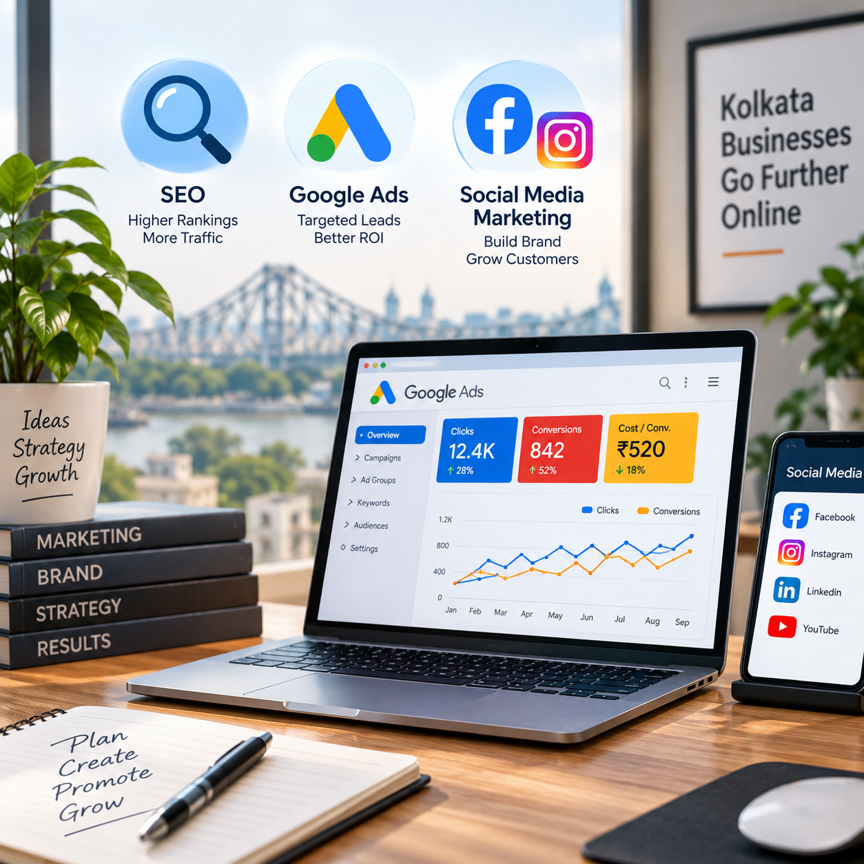 SEO Google Ads and social media marketing services for businesses in Kolkata